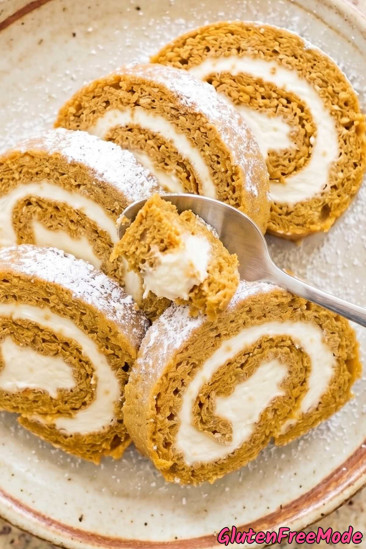 Fresh gluten free pumpkin roll on platter