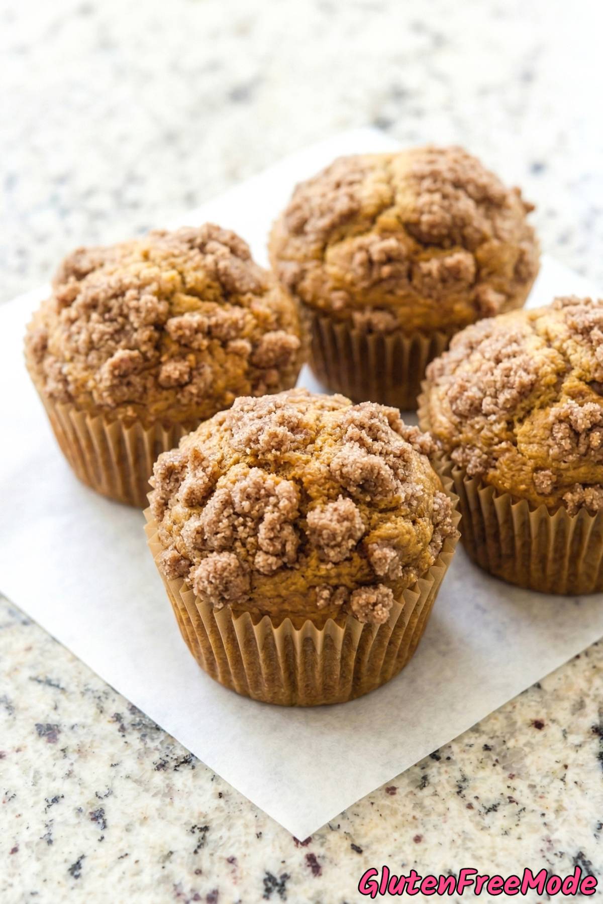 Soft gluten free pumpkin spice muffins on display