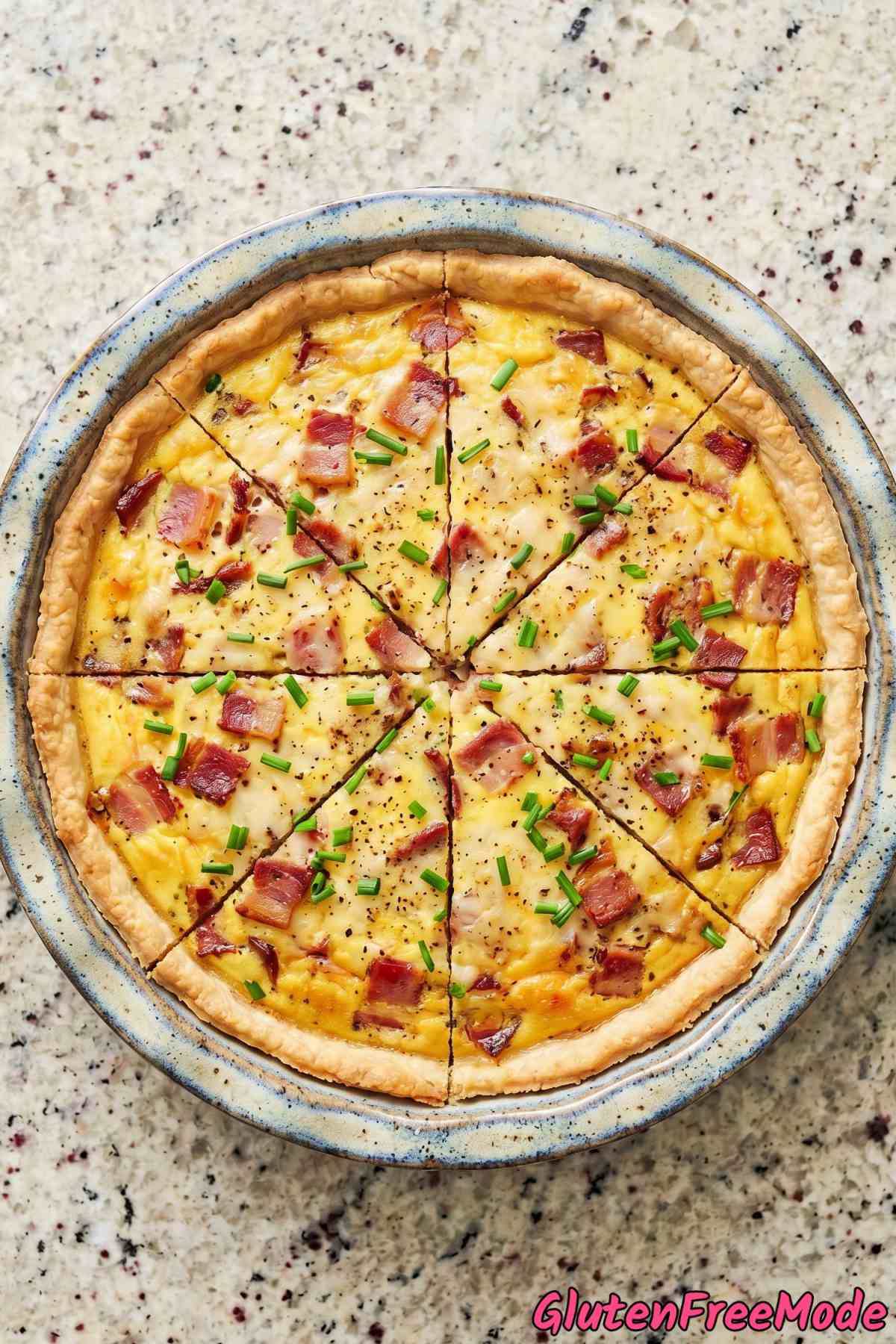 Homemade gluten free quiche Lorraine fresh