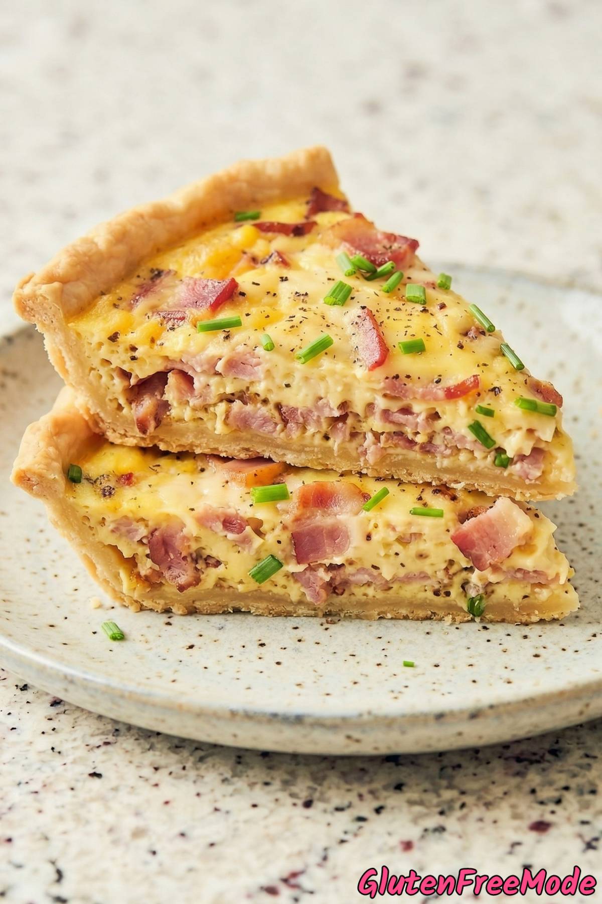 Rich gluten free quiche Lorraine wedge
