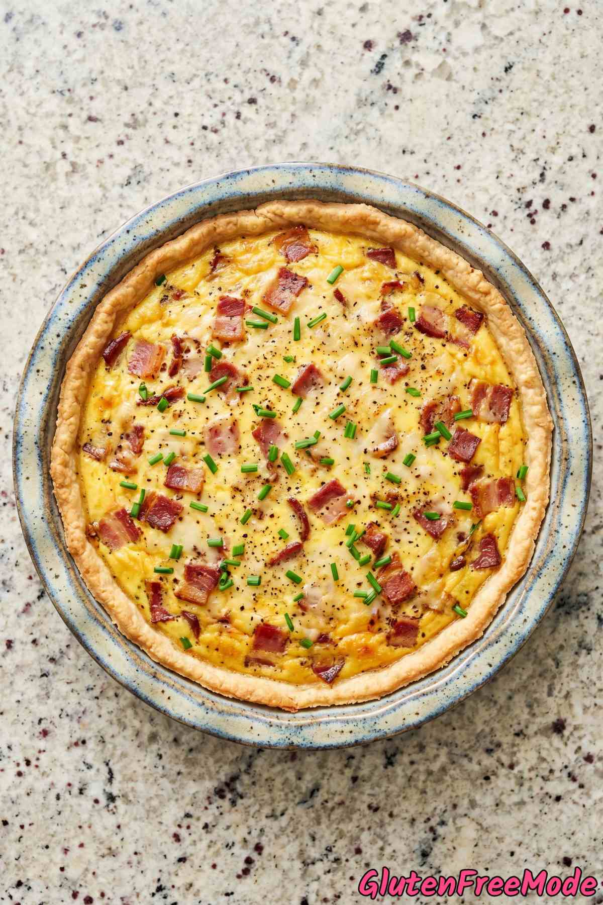 Classic gluten free quiche Lorraine baked