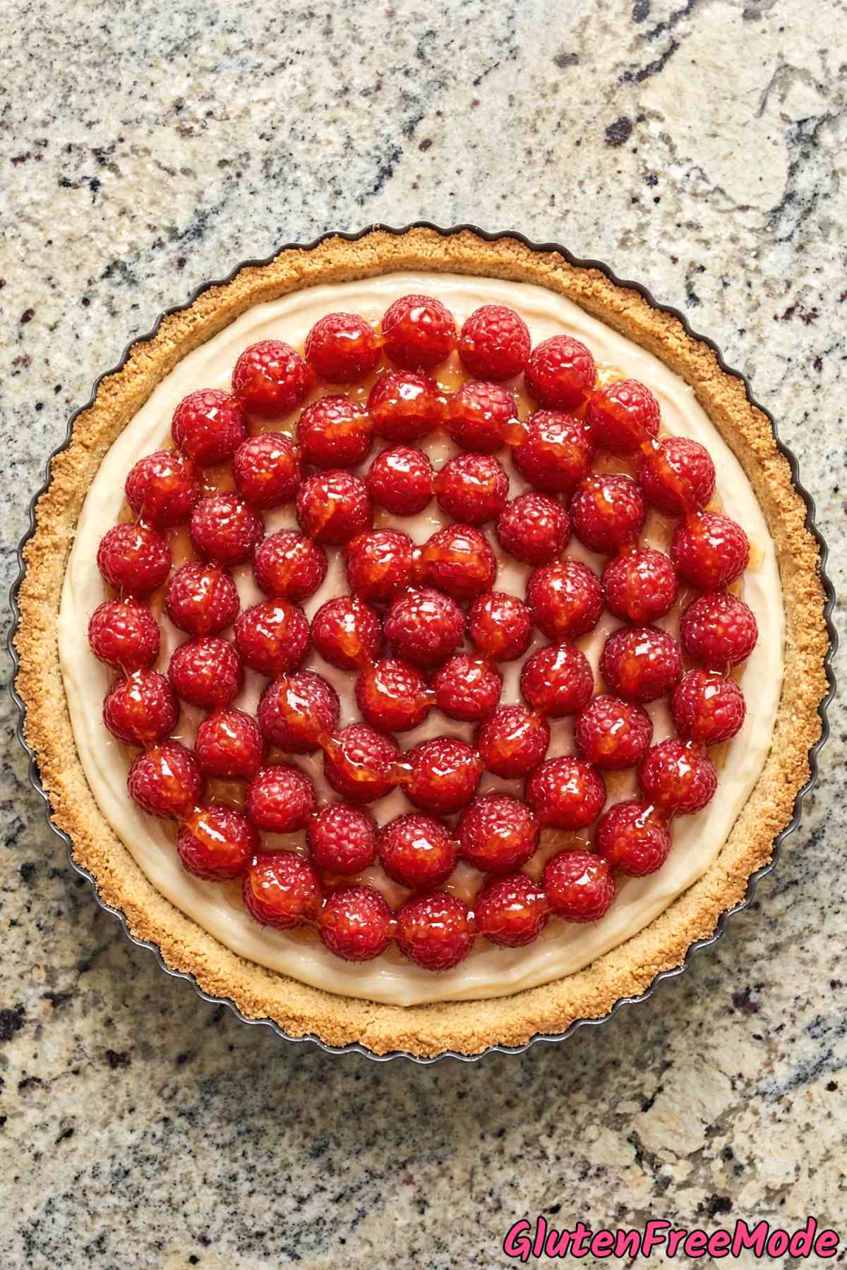 Elegant gluten free raspberry almond tart