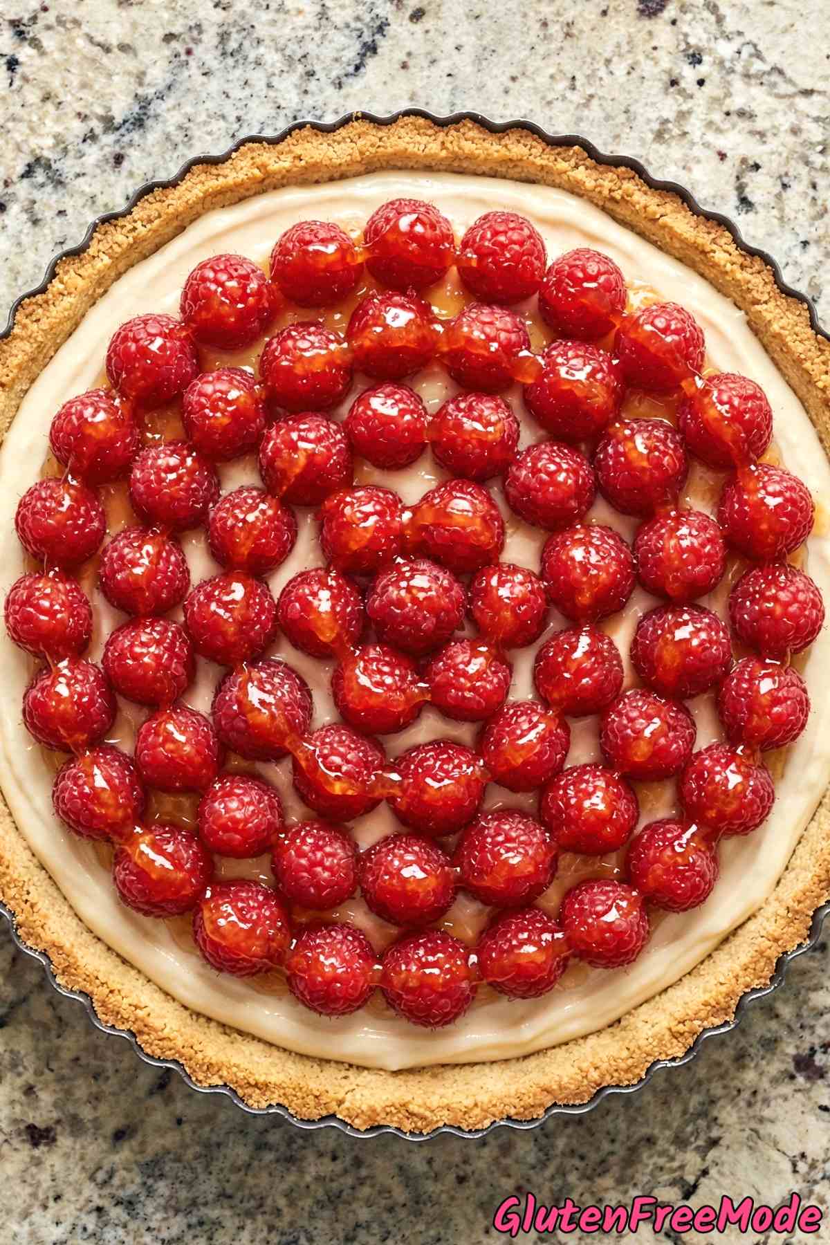 Rustic gluten free raspberry almond tart