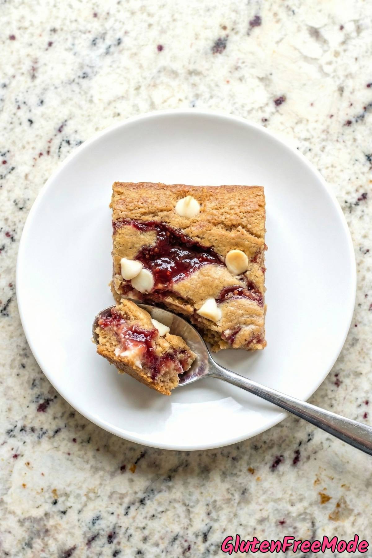 Buttery gluten free raspberry swirl blondies