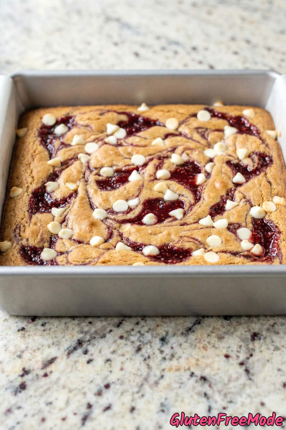 Tender gluten free raspberry swirl blondies