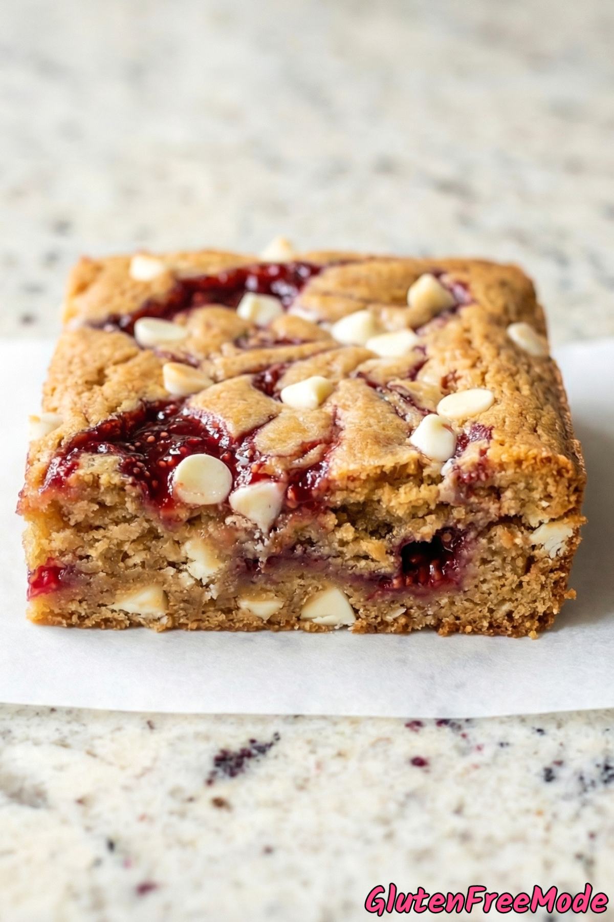 Stacked gluten free raspberry swirl blondies