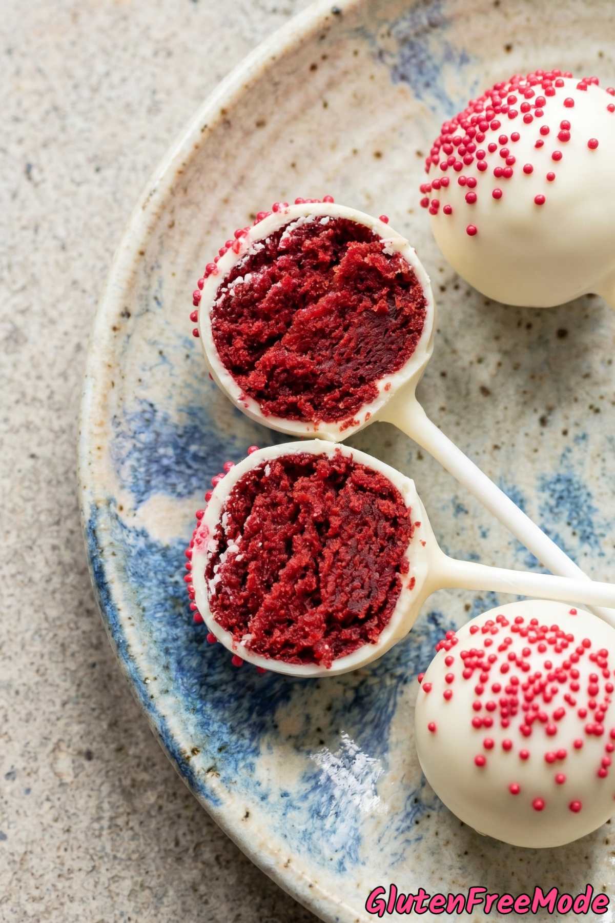 Smooth gluten free red velvet cake pops