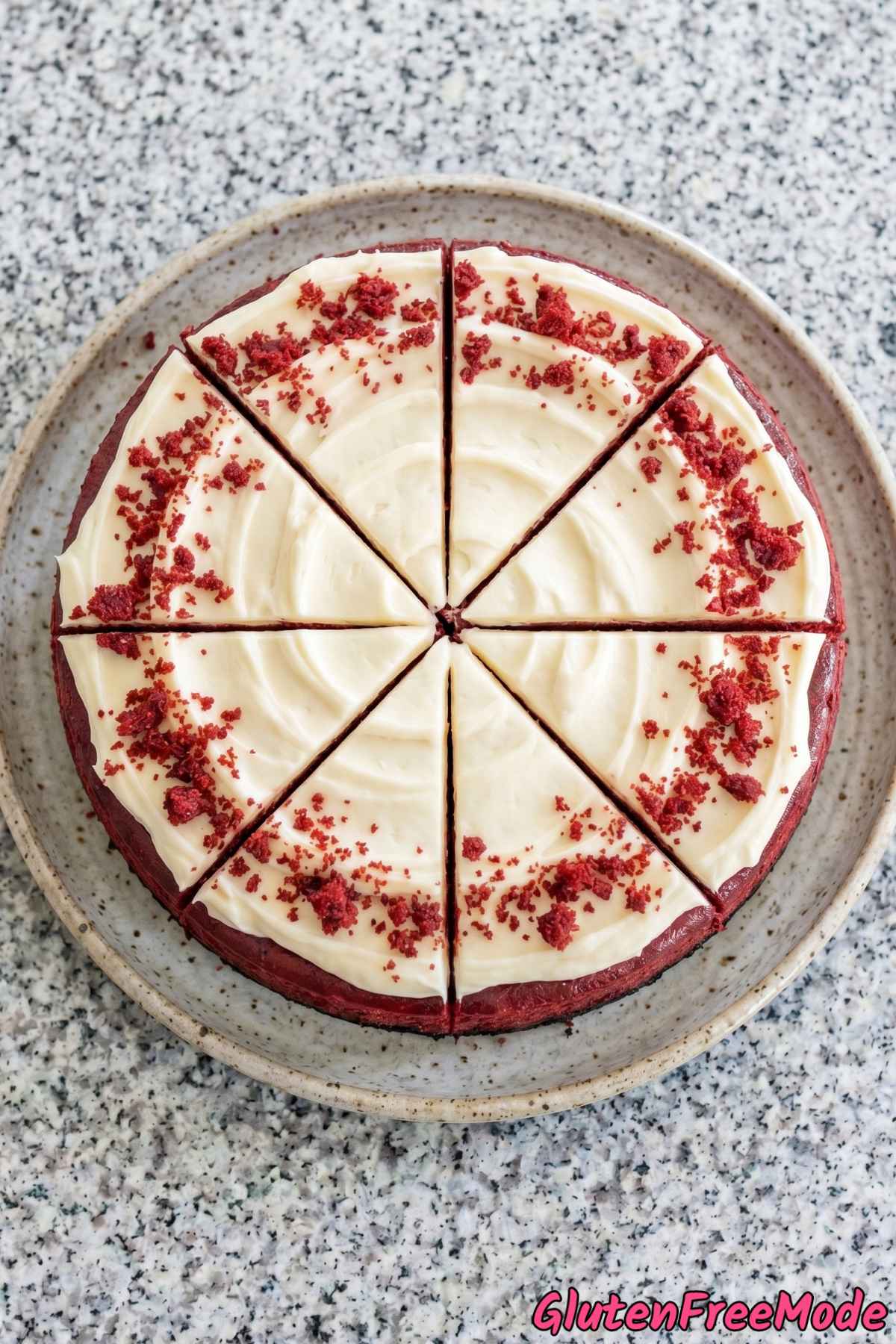 Velvety gluten free red velvet cheesecake