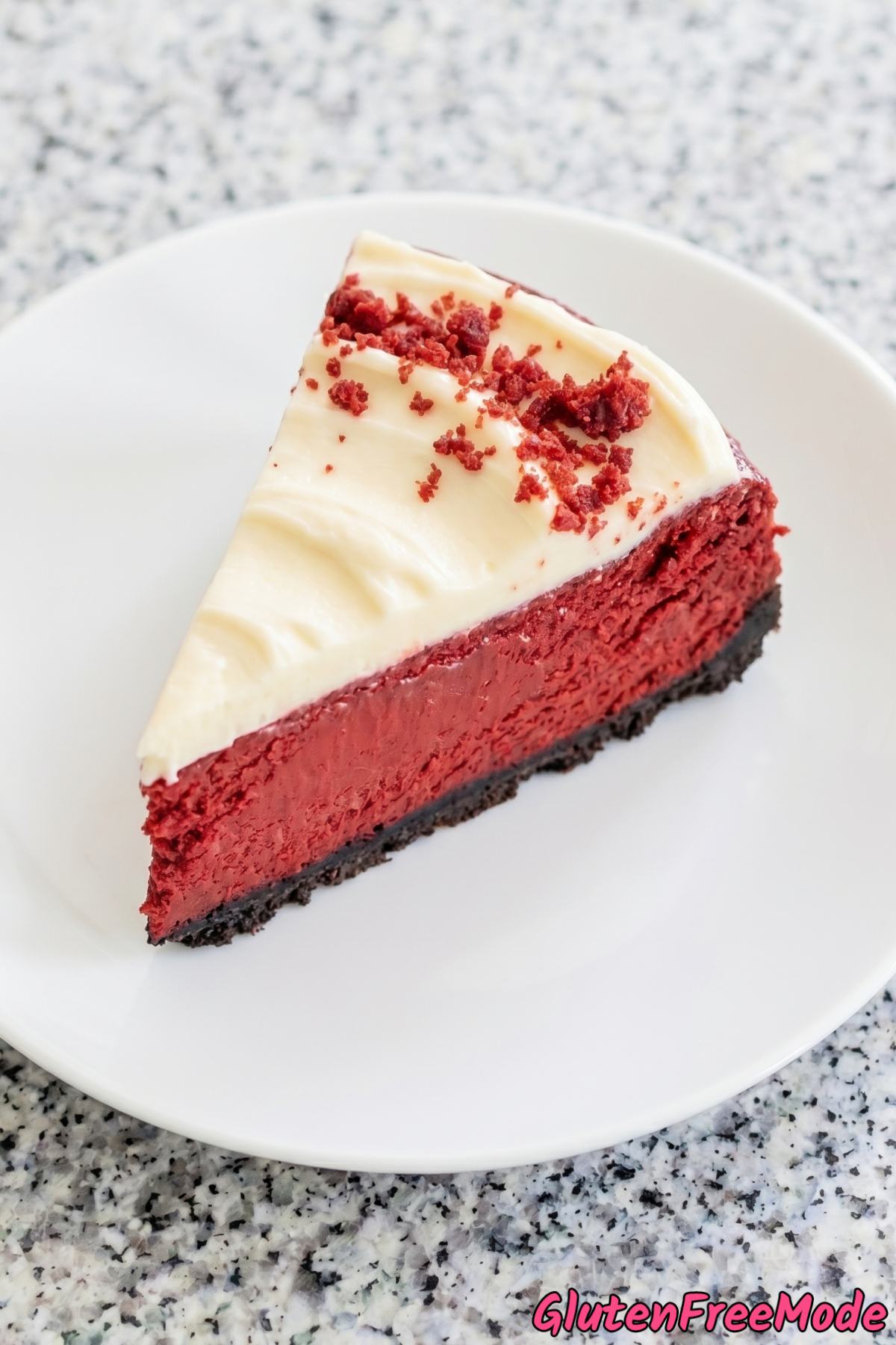 Smooth gluten free red velvet cheesecake