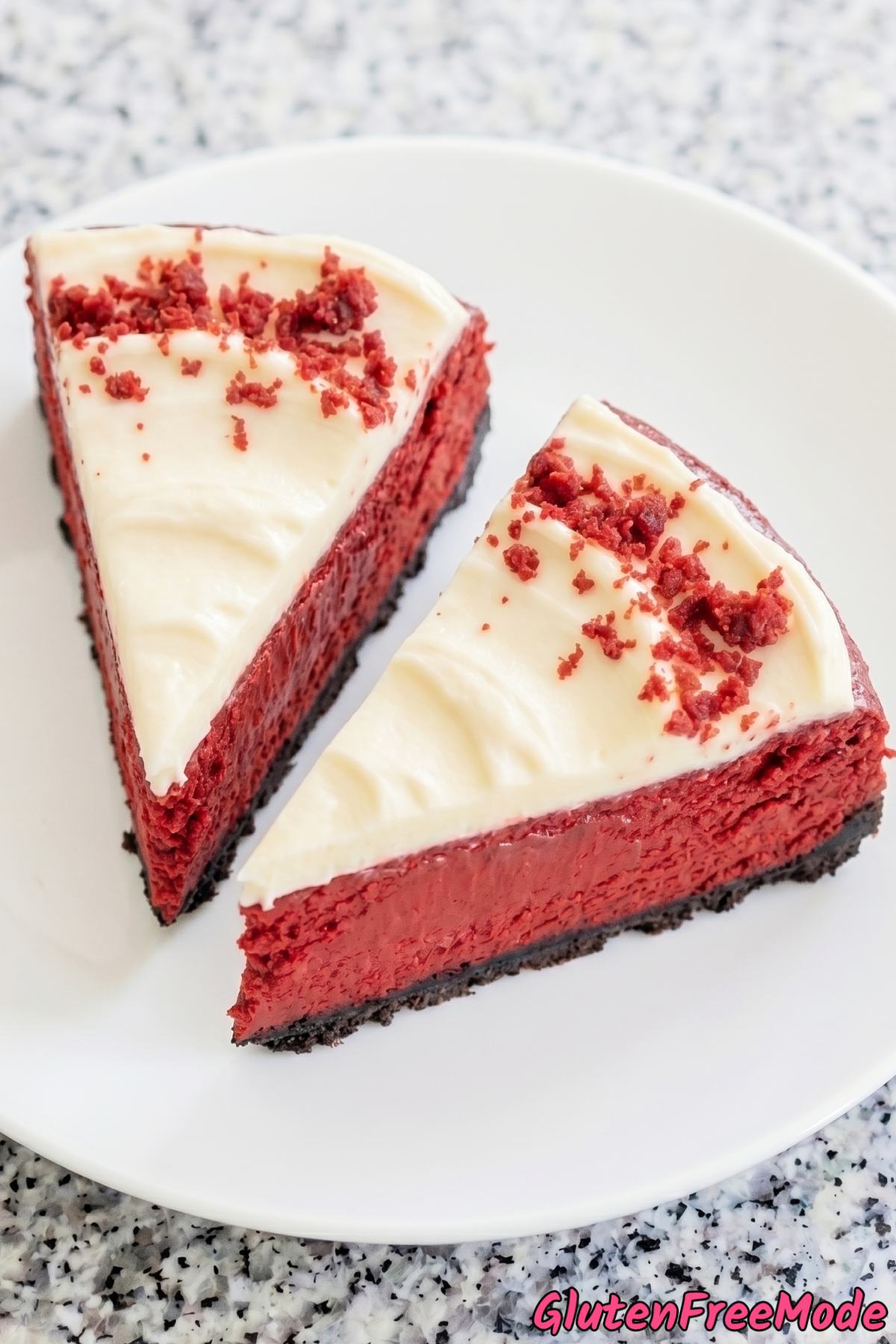 Indulgent gluten free red velvet cheesecake