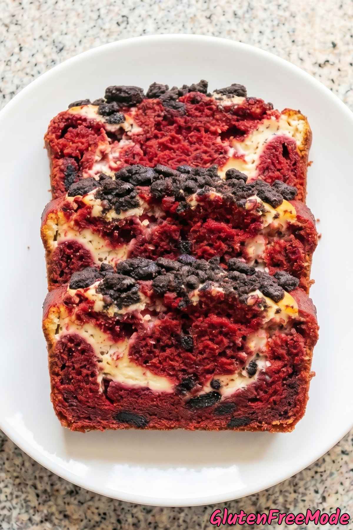 Homemade red velvet cookie crumble bread