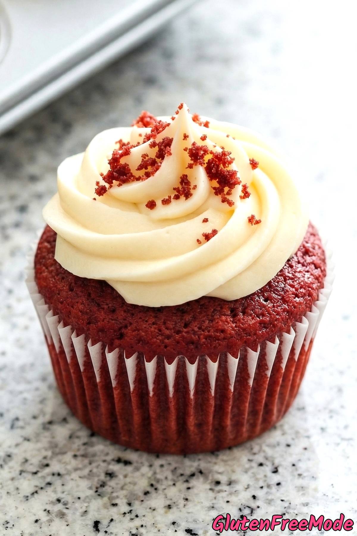 Frosted gluten free red velvet cupcakes