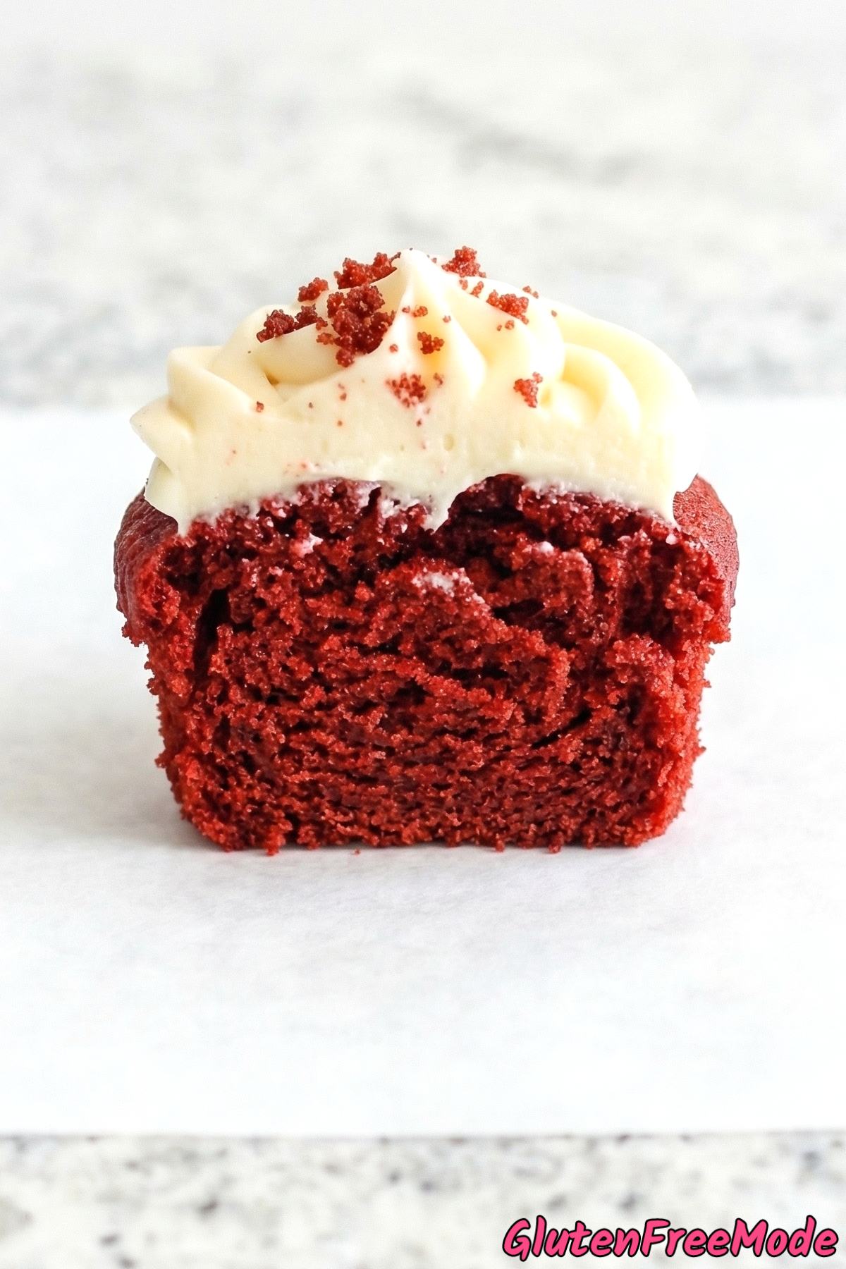 Velvety gluten free red velvet cupcakes