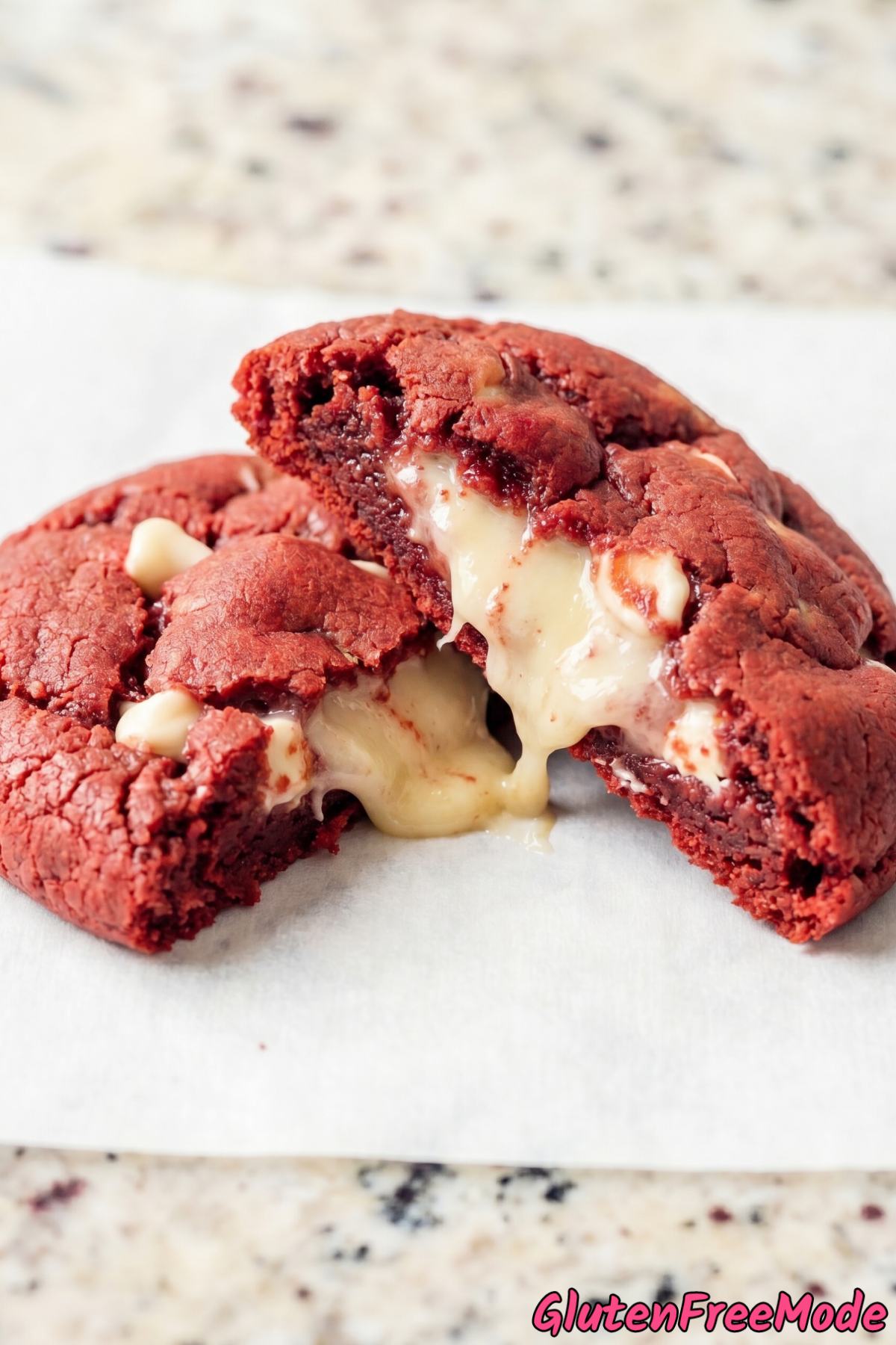 Decadent red velvet lava cookies gluten free