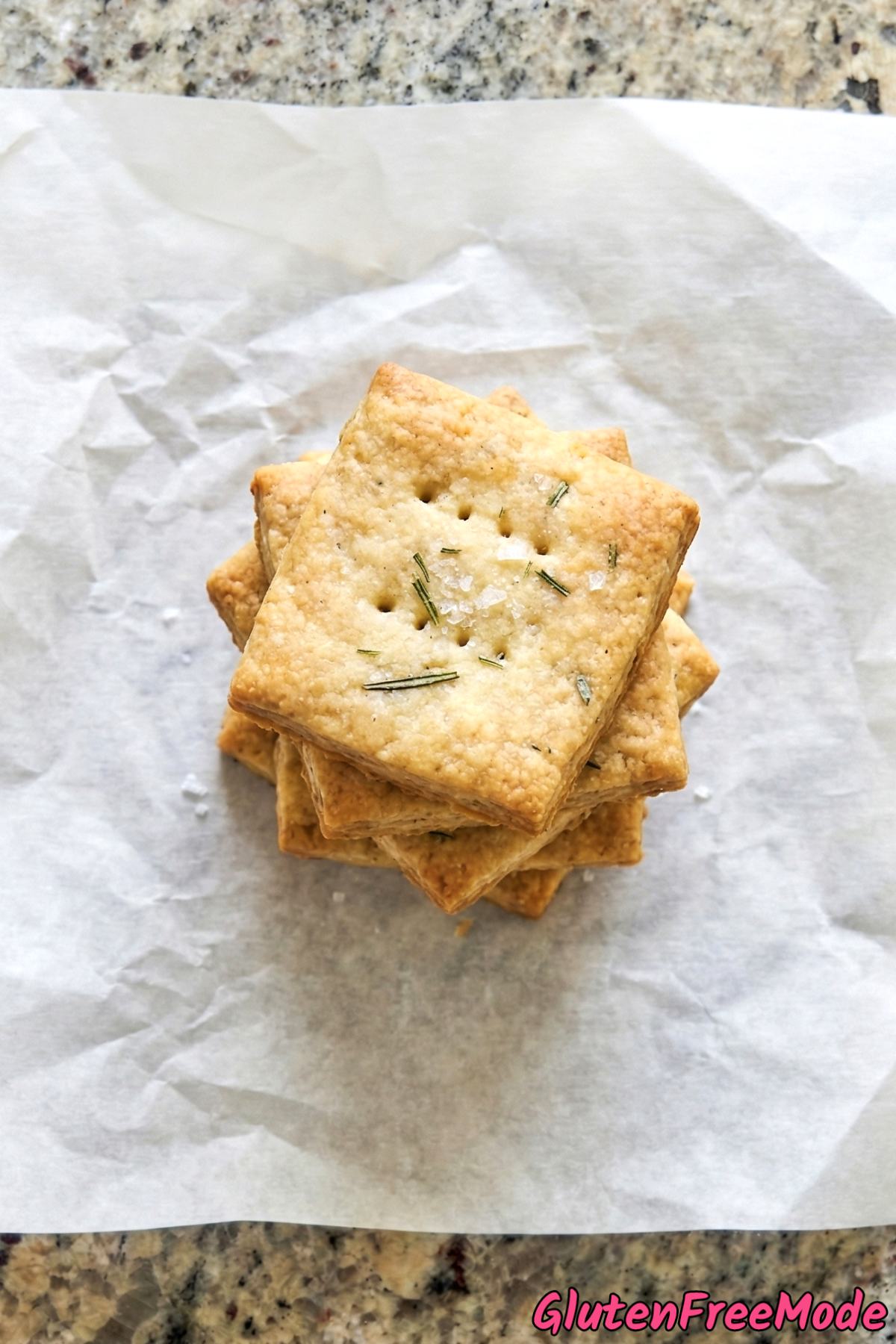 Simple gluten free rosemary & sea salt crackers