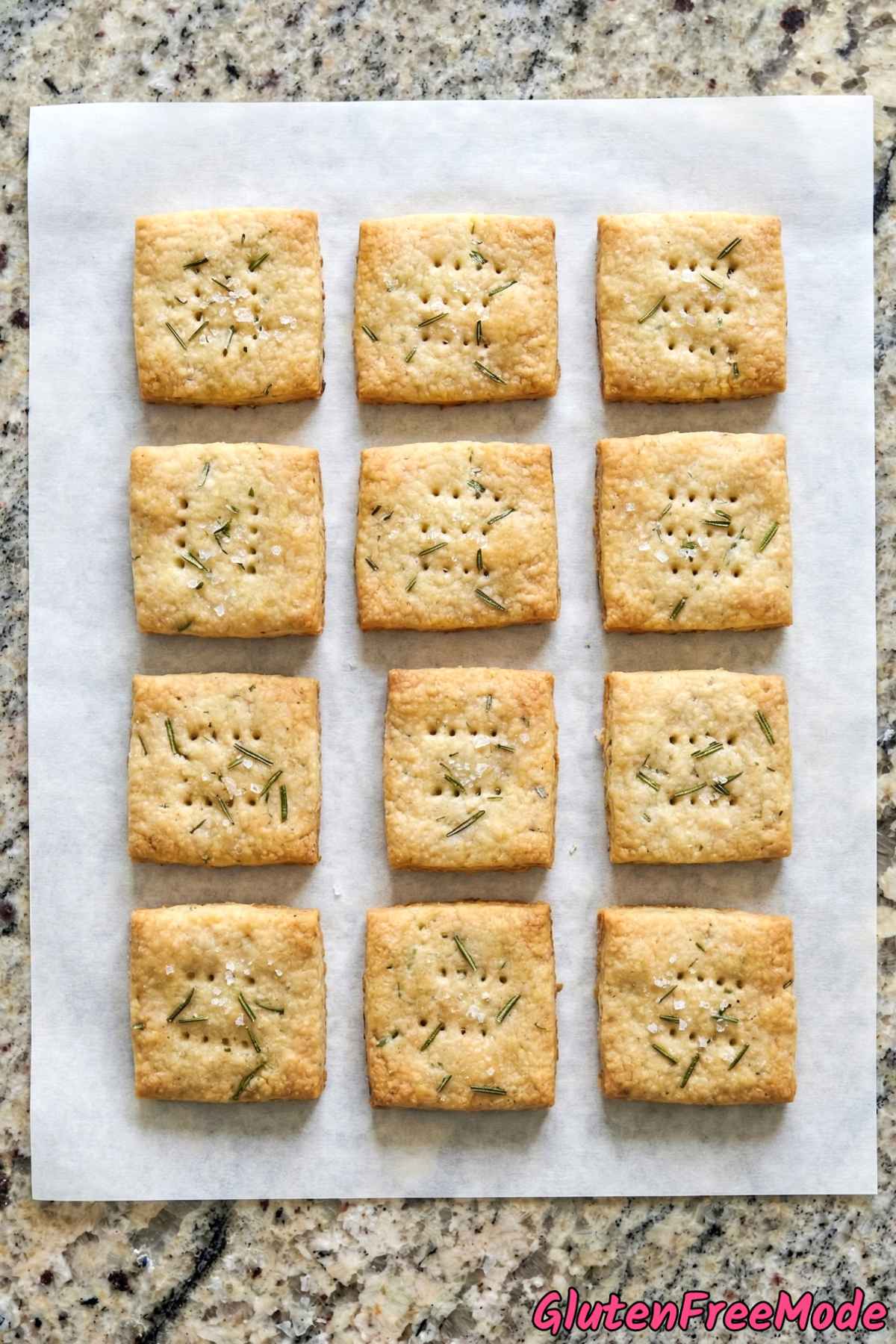 Aromatic gluten free rosemary & sea salt crackers