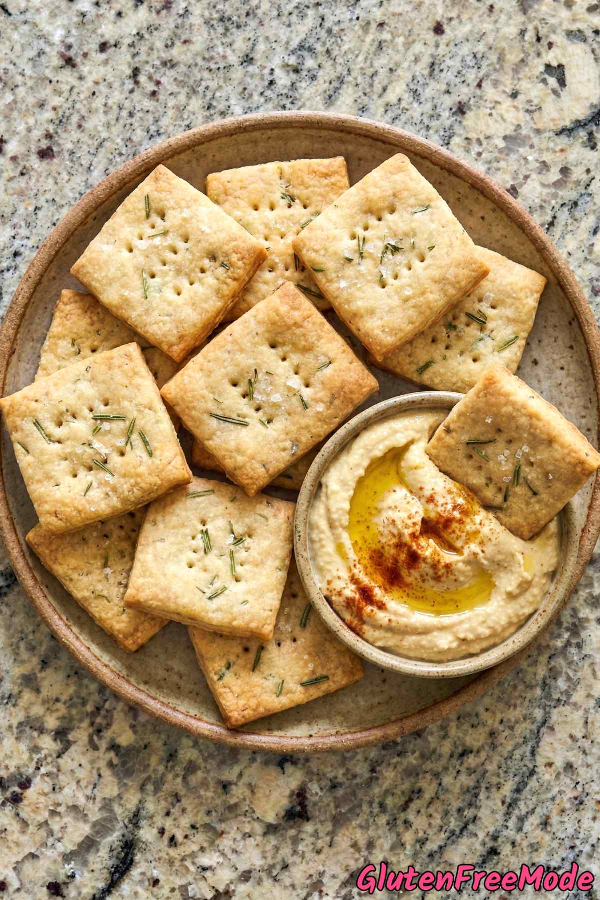 Golden gluten free rosemary & sea salt crackers