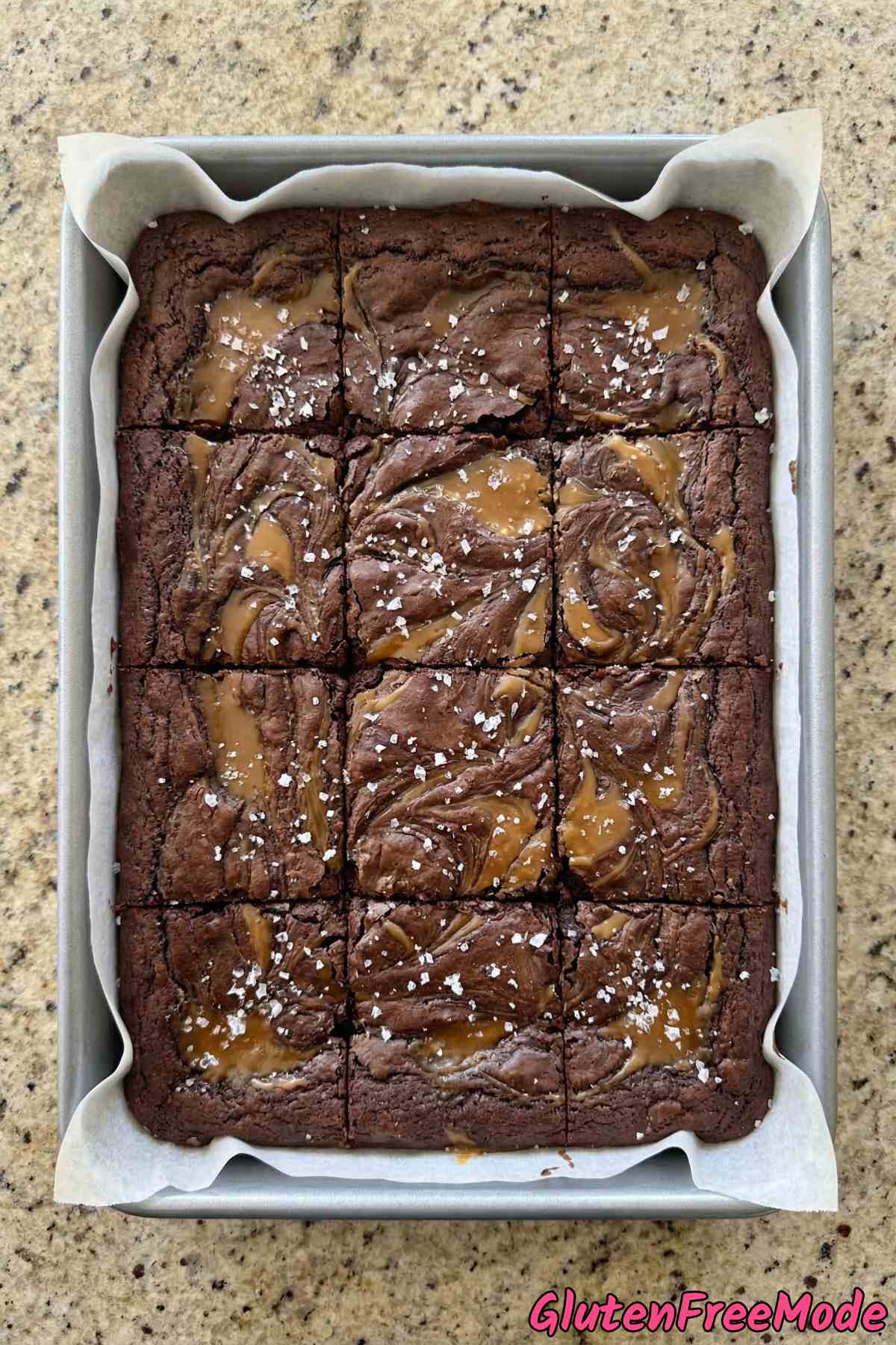 Homemade gluten free salted caramel brownies