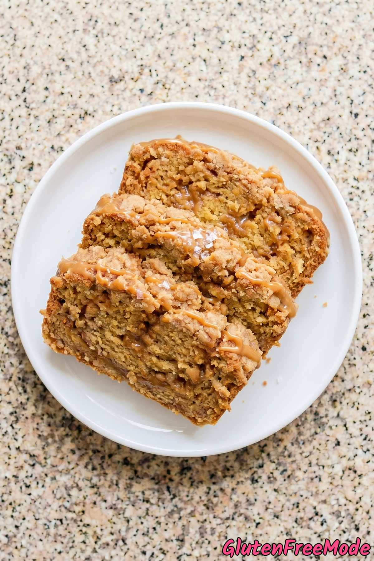 Golden gluten free caramel cookie crumble bread