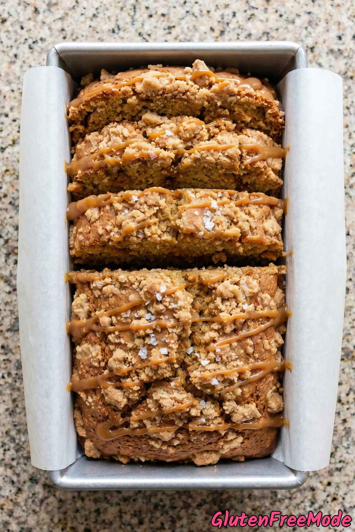 Indulgent salted caramel cookie crumble bread