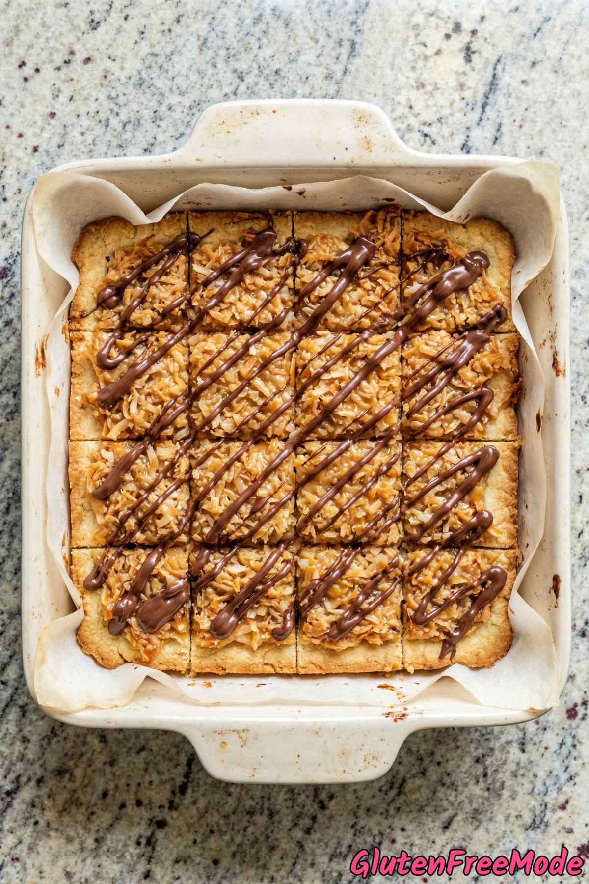 Irresistible gluten free Samoa cookie bars