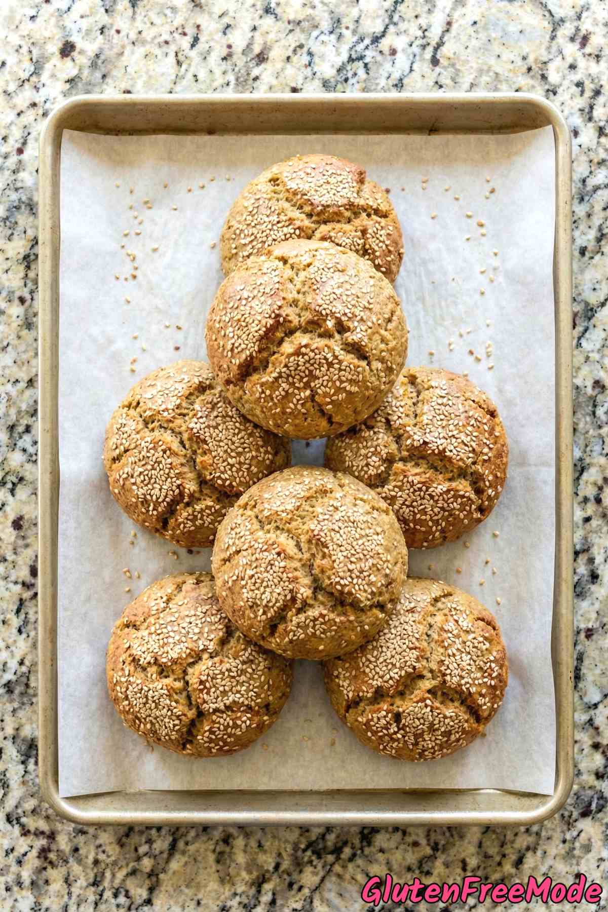 Fresh baked gluten free sesame seed buns