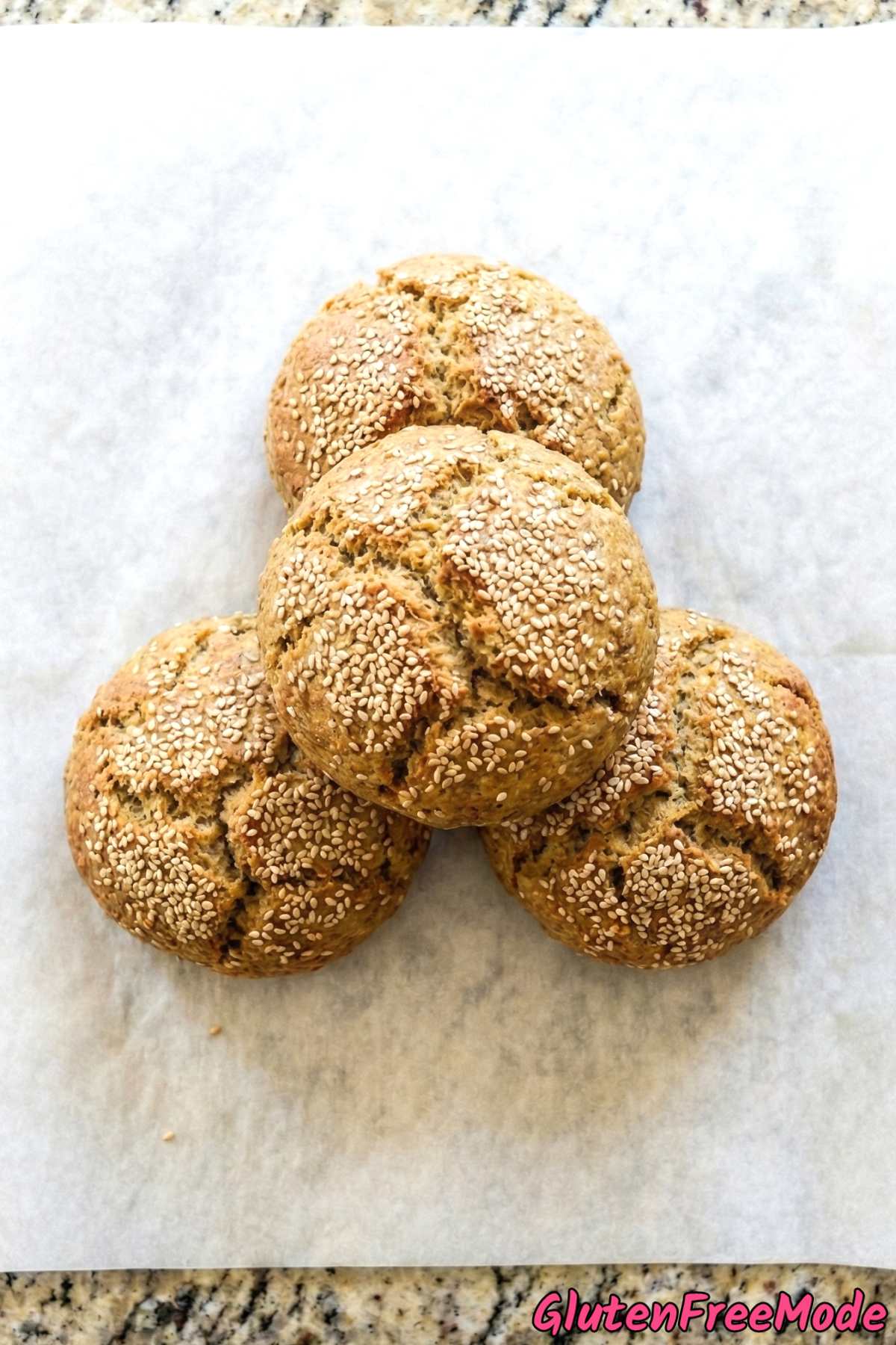 Wholesome gluten free sesame seed buns