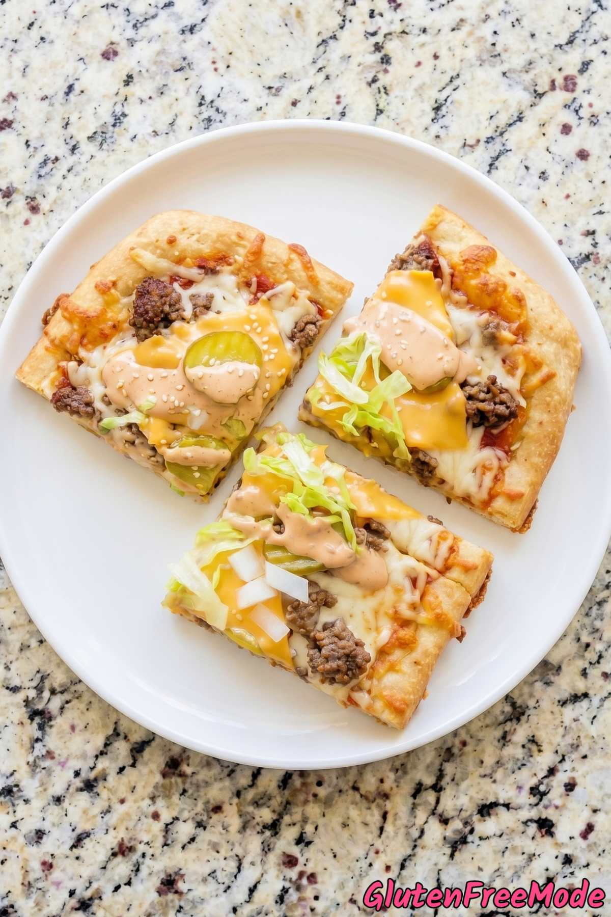 Loaded gluten free smash burger pizza