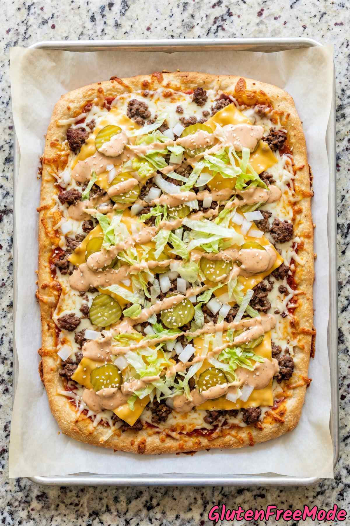 Crispy gluten free smash burger pizza