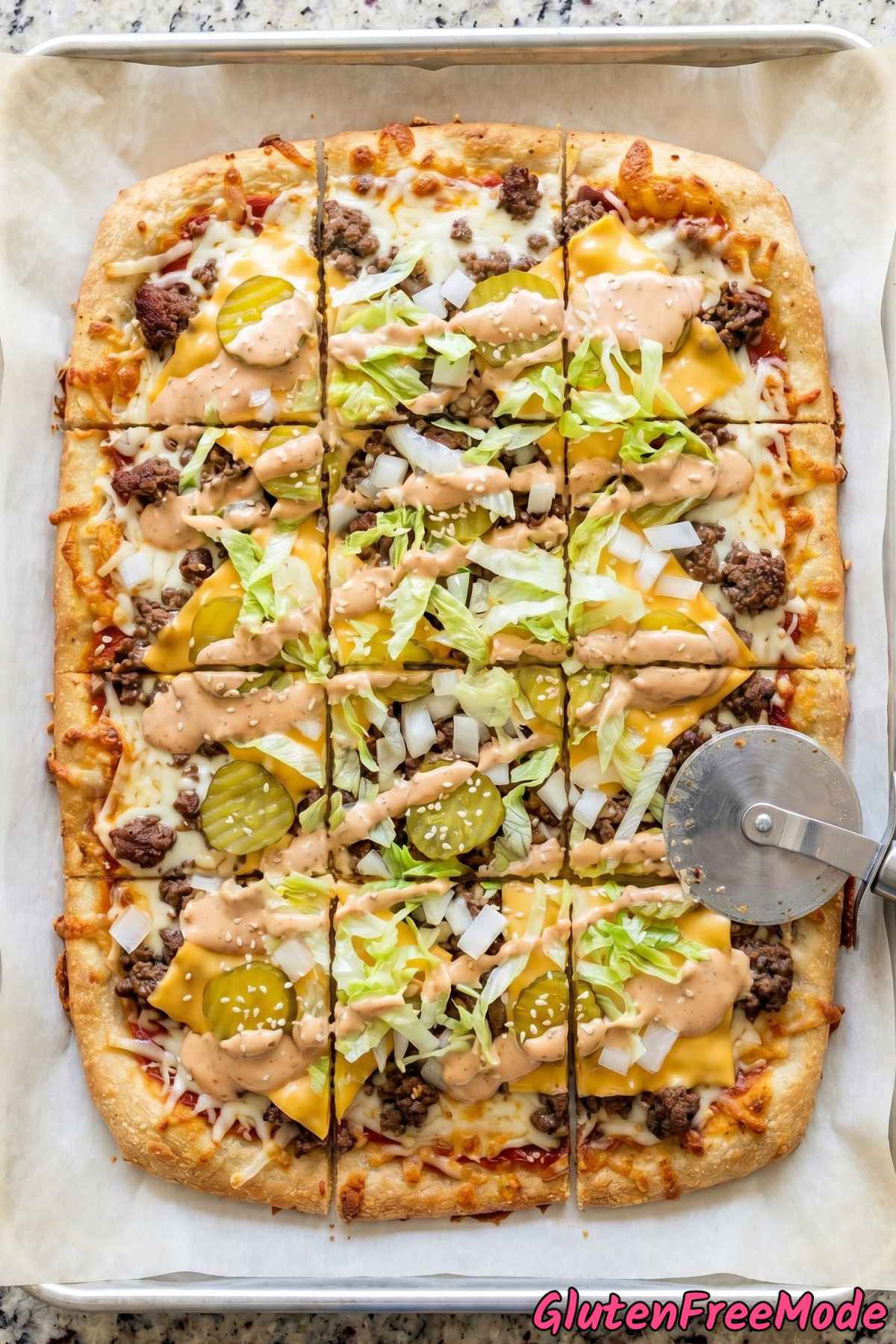 Savory gluten free smash burger pizza slice