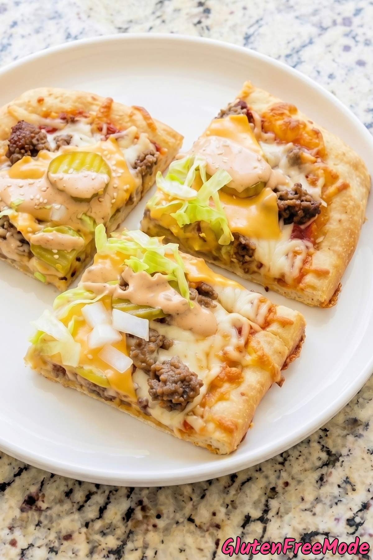 Golden gluten free smash burger pizza