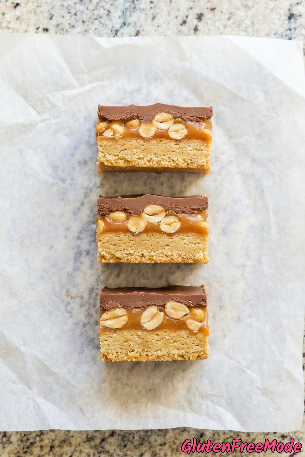 Indulgent gluten free Snickers cookie bars