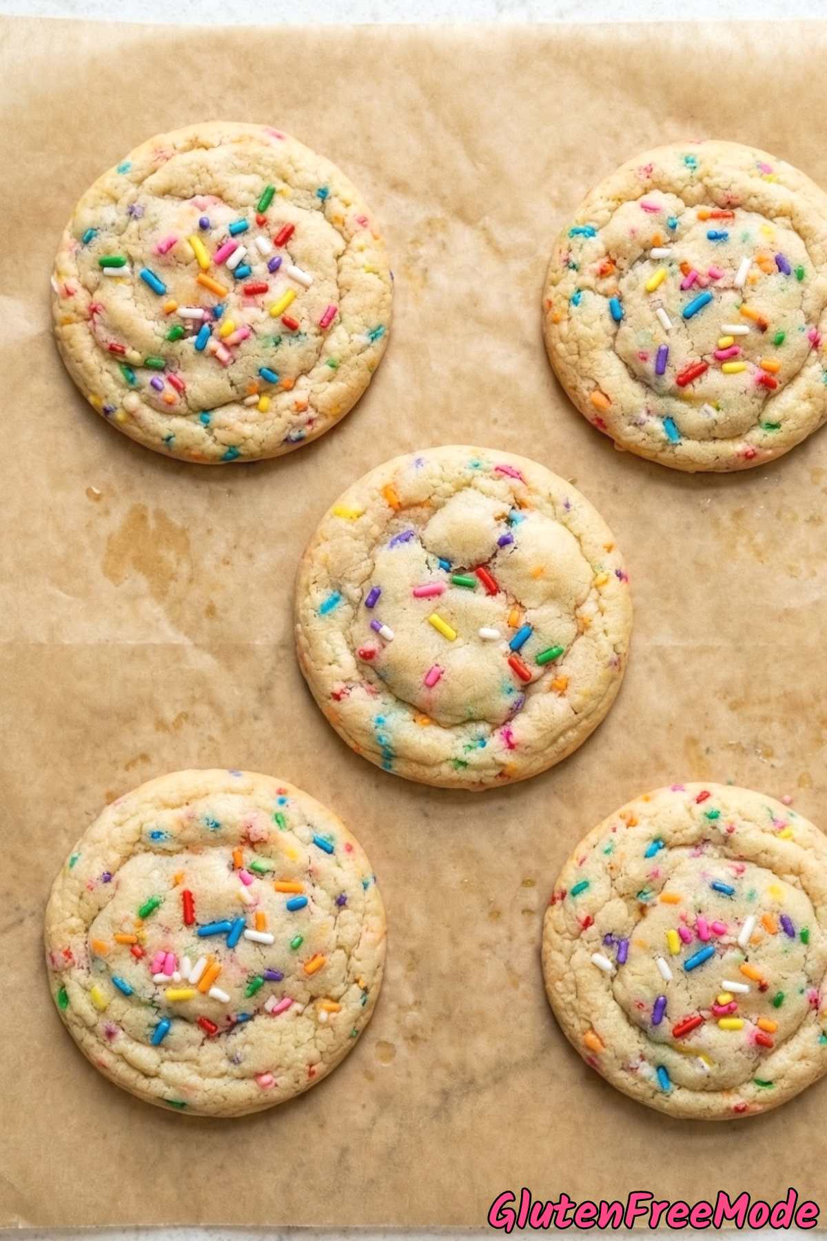 Fluffy gluten free funfetti cookies close up