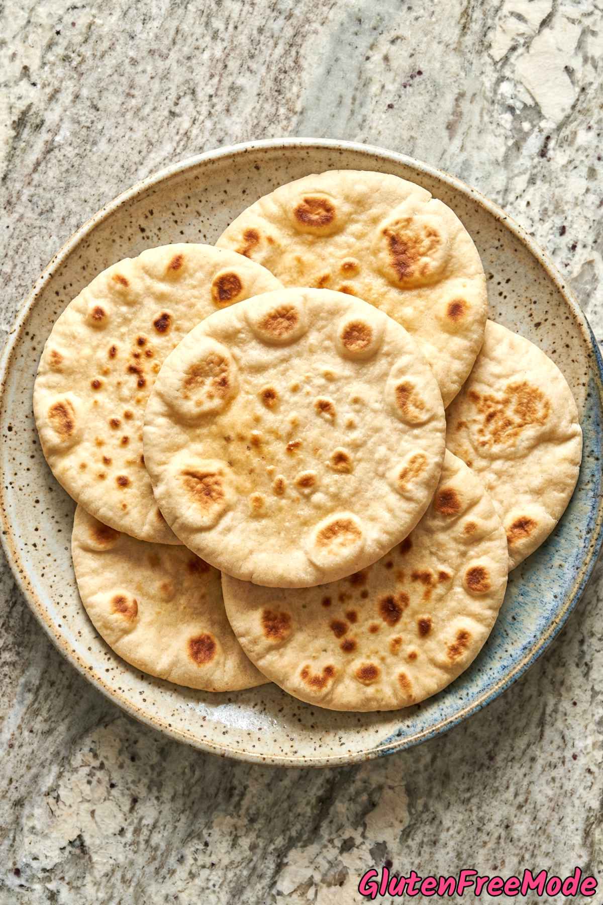 Simple gluten free soft pita bread on cloth