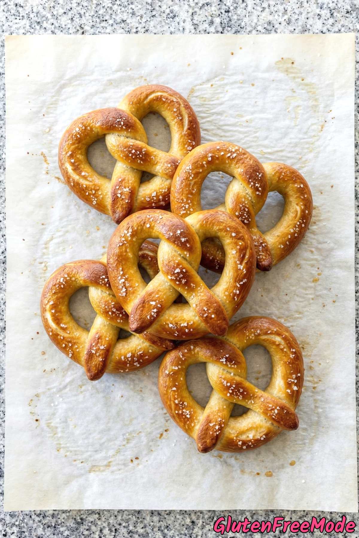 Homemade gluten free soft pretzels close up