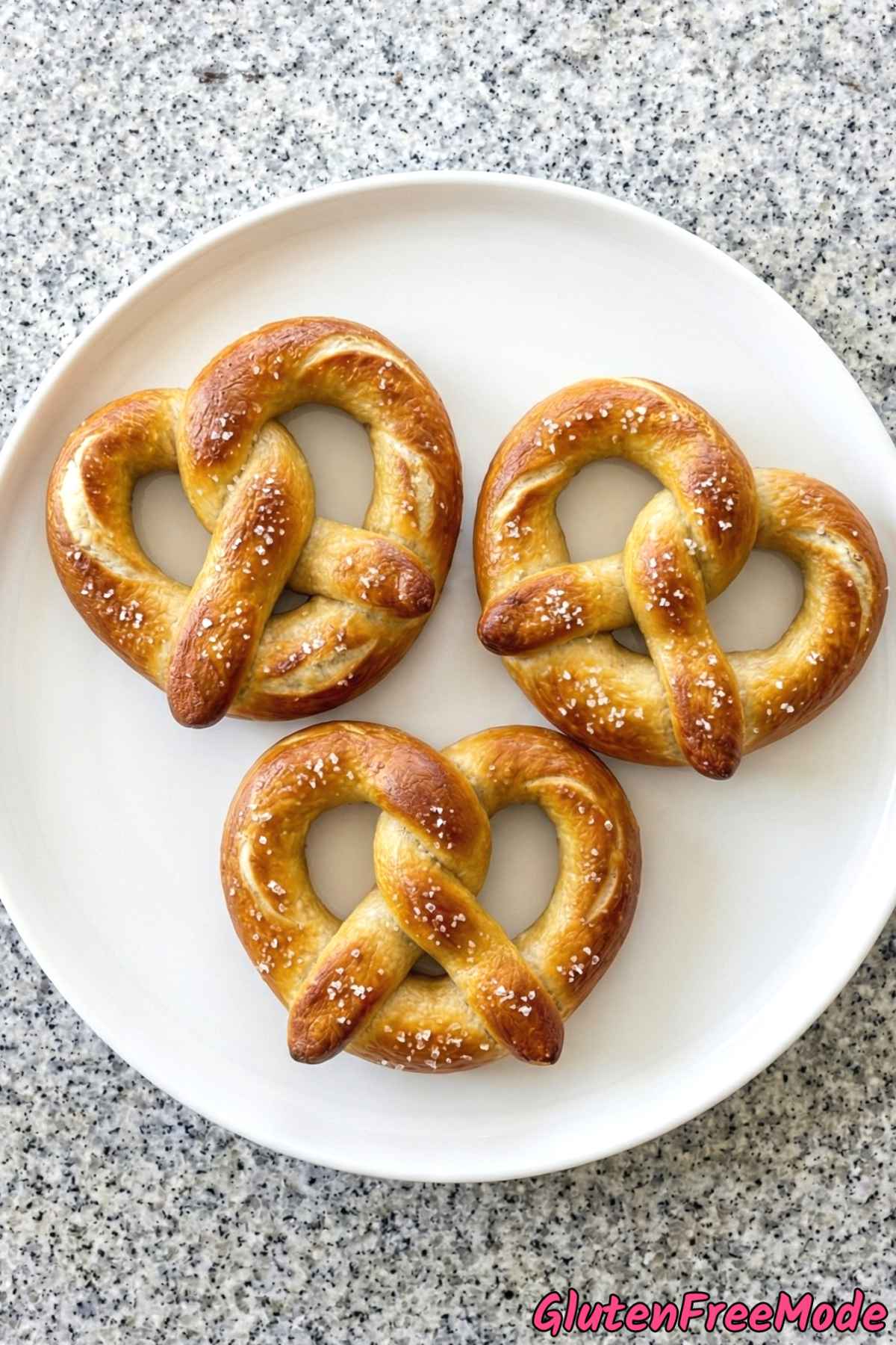 Fluffy gluten free soft pretzels with coarse salt
