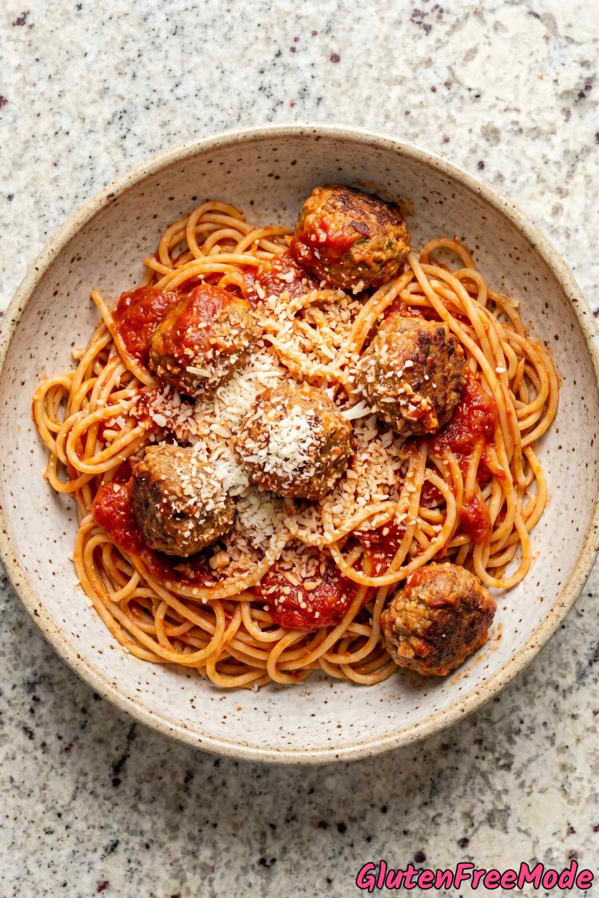 Hearty gluten free spaghetti and meatballs