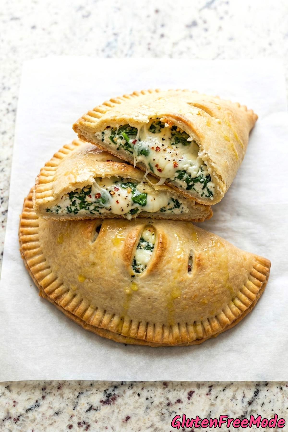 Flavorful gluten free spinach & cheese calzones