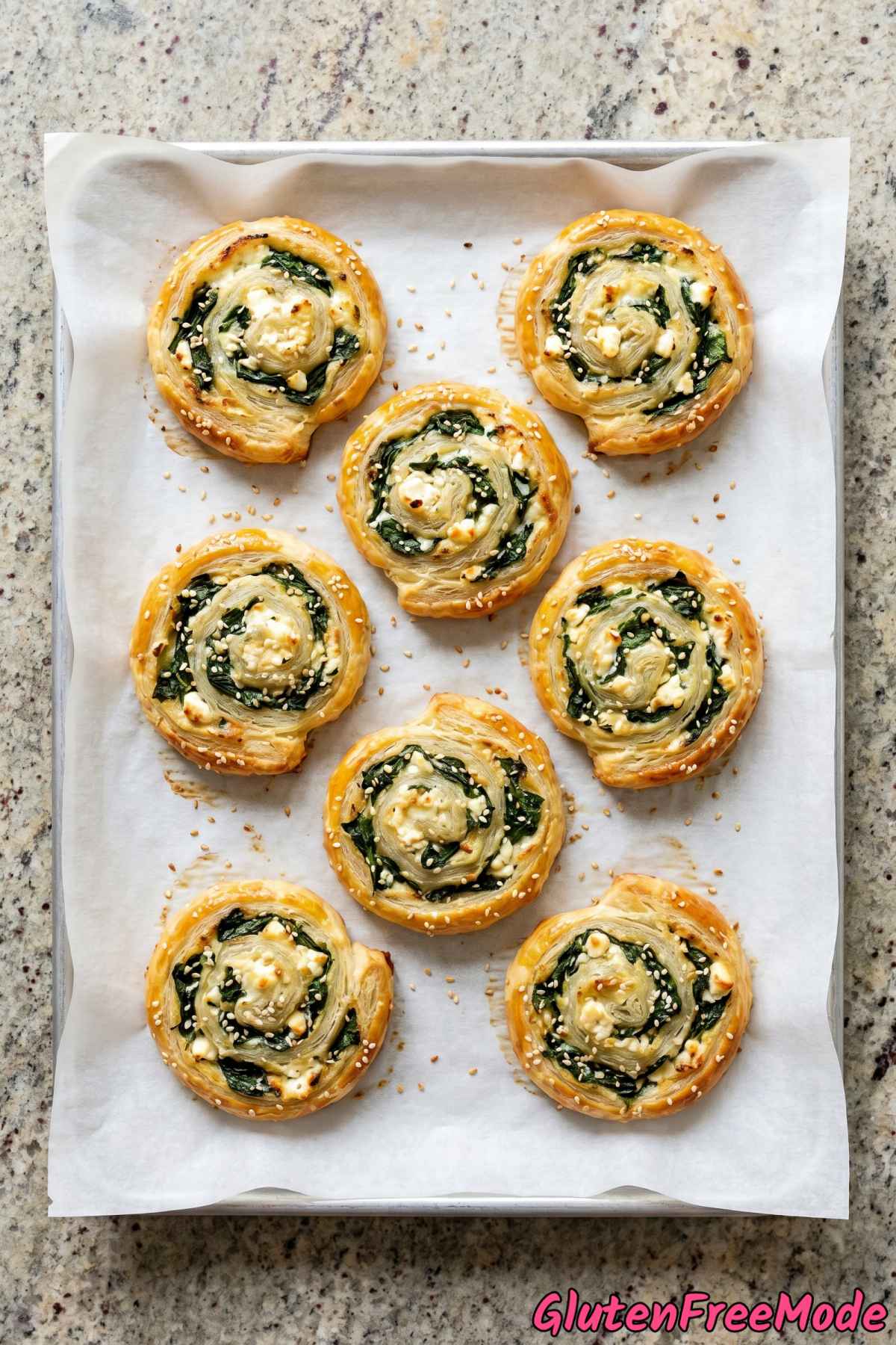 Savory gluten free spinach feta pinwheels