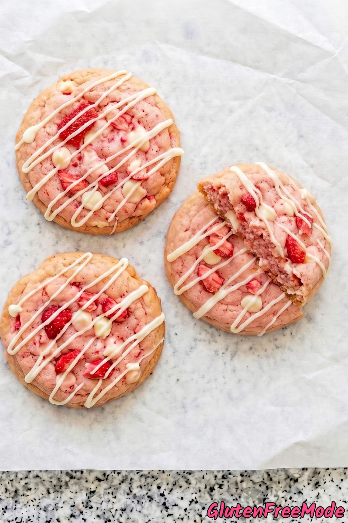 Chewy gluten free strawberry cheesecake cookies