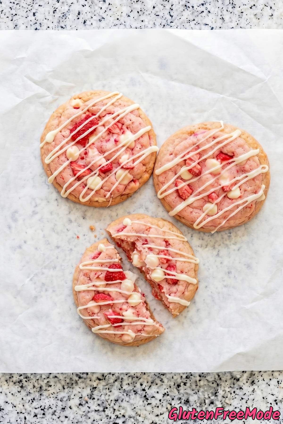 Decadent gluten free strawberry cheesecake cookies