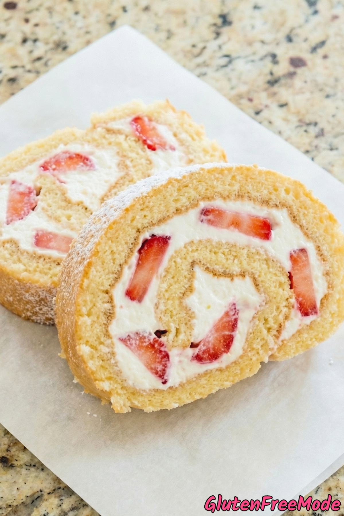 Gorgeous gluten free strawberry cream cake roll