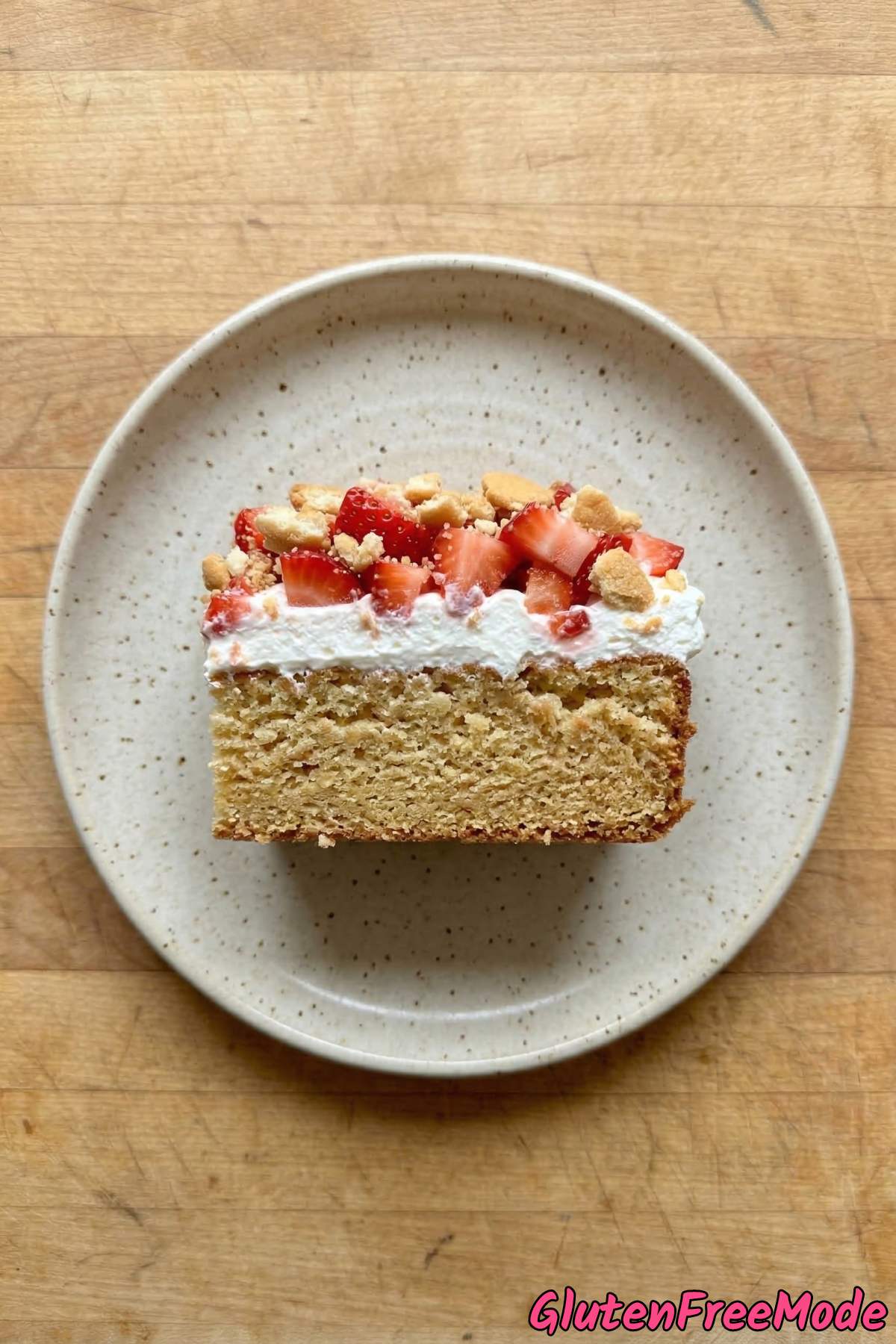 Fresh gluten free strawberry crunch cake