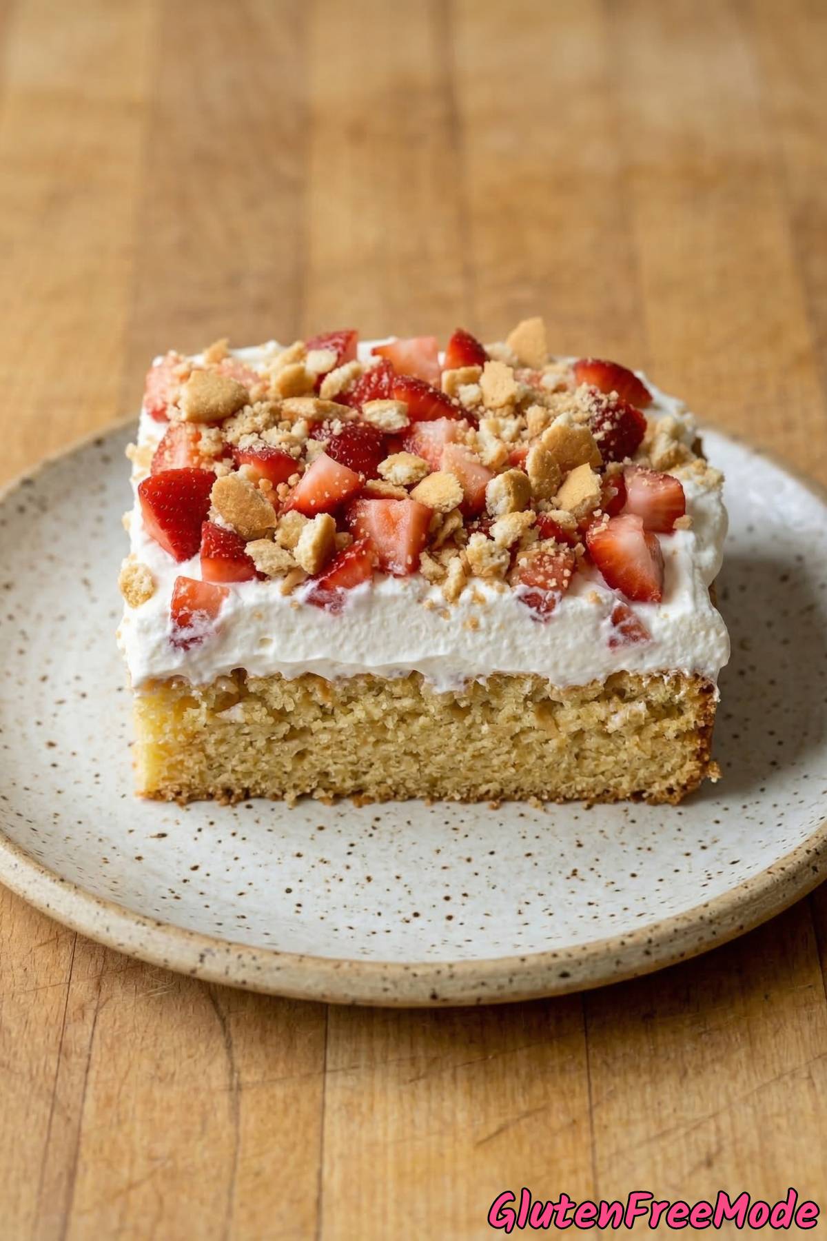 Homemade gluten free strawberry crunch cake