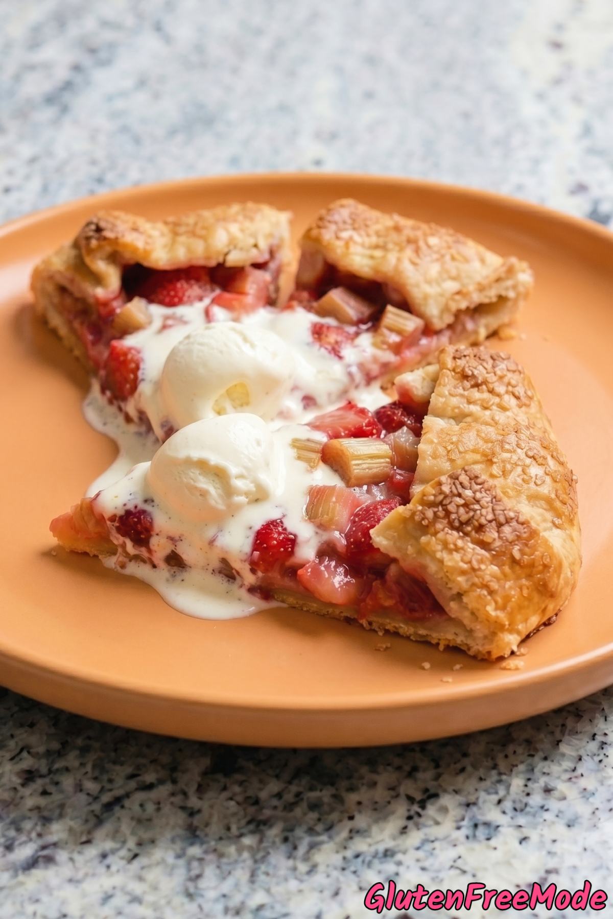 Buttery gluten free strawberry rhubarb galette