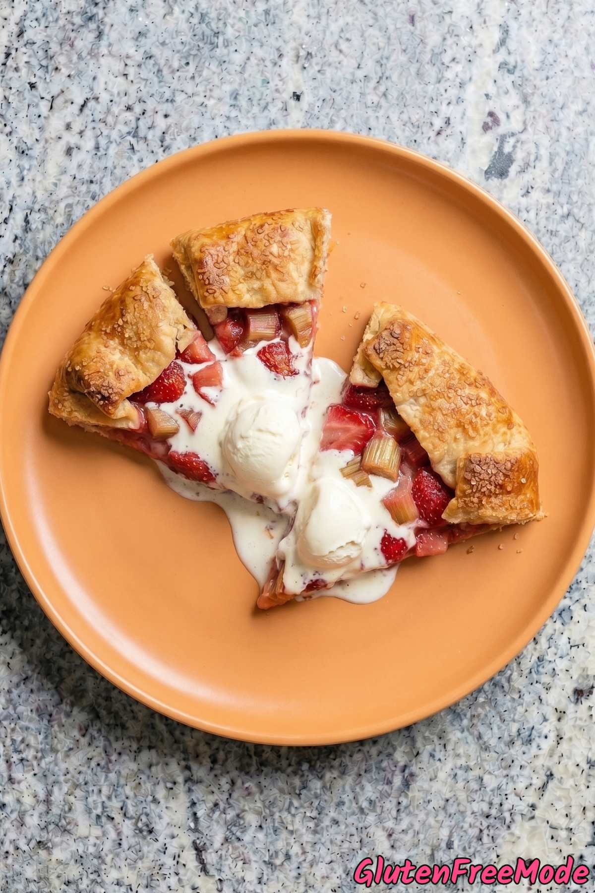 Homemade gluten free strawberry rhubarb galette