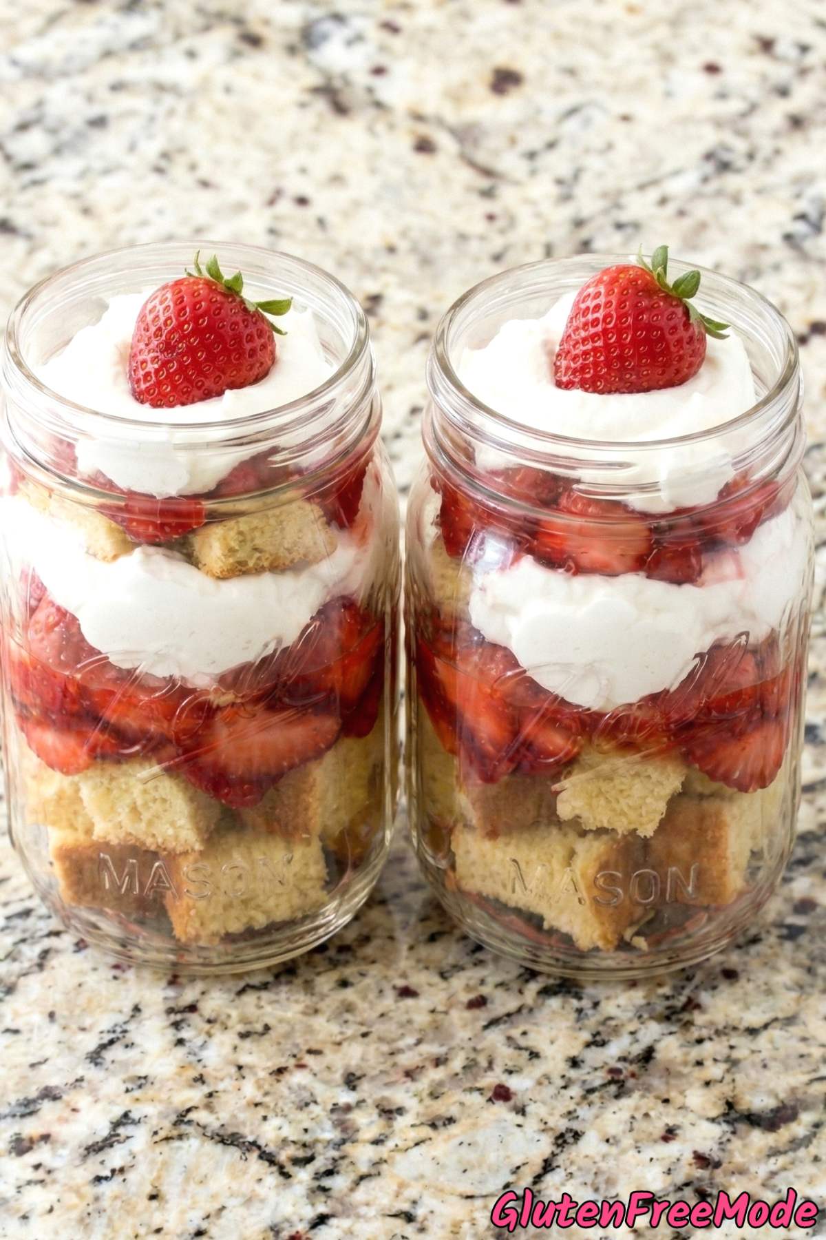 Dreamy gluten free strawberry shortcake jars