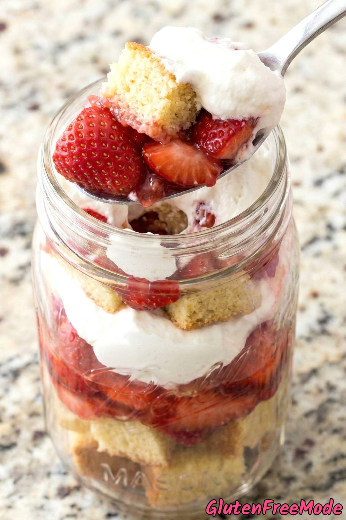 Wholesome gluten free strawberry shortcake jars