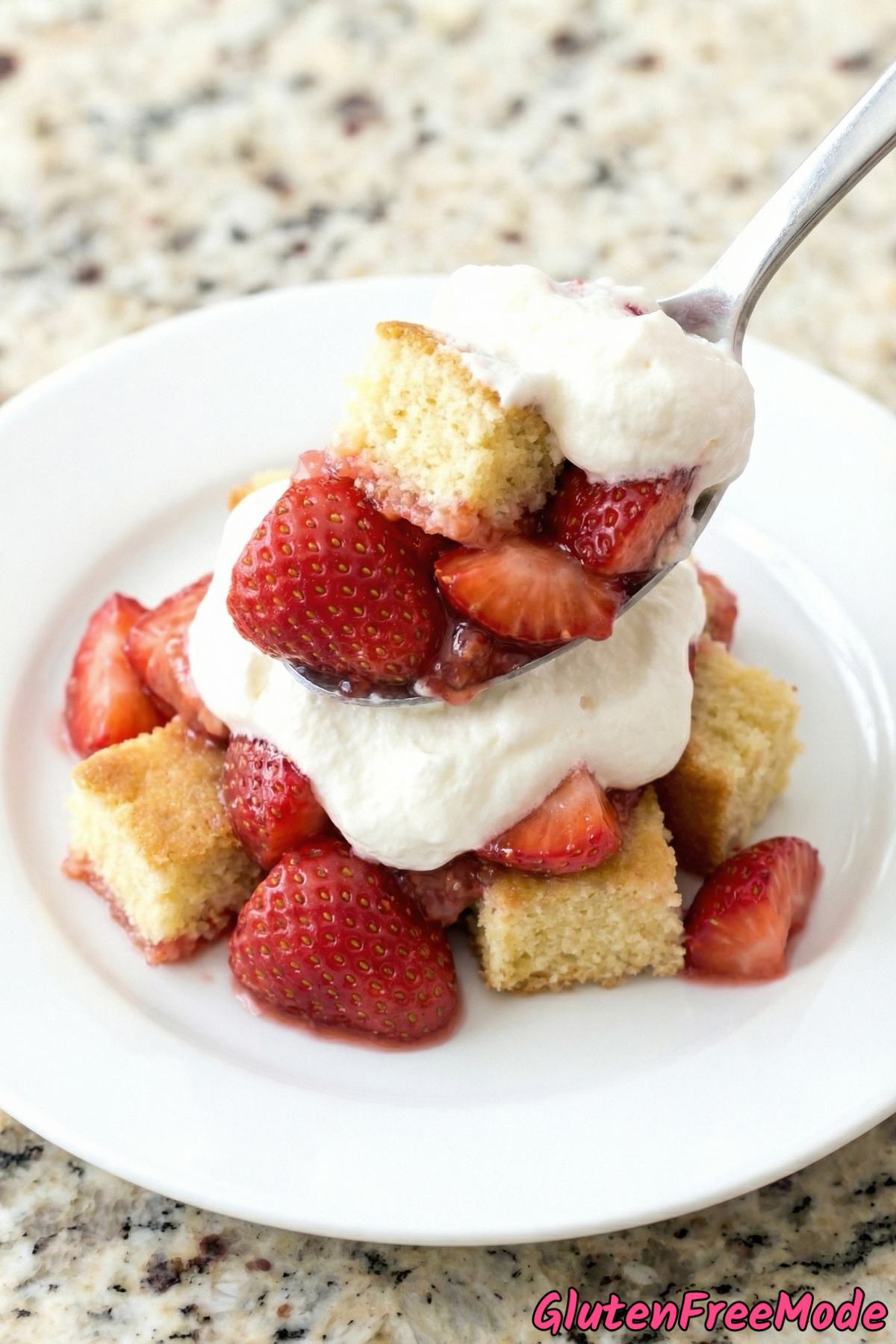 Light gluten free strawberry shortcake jars