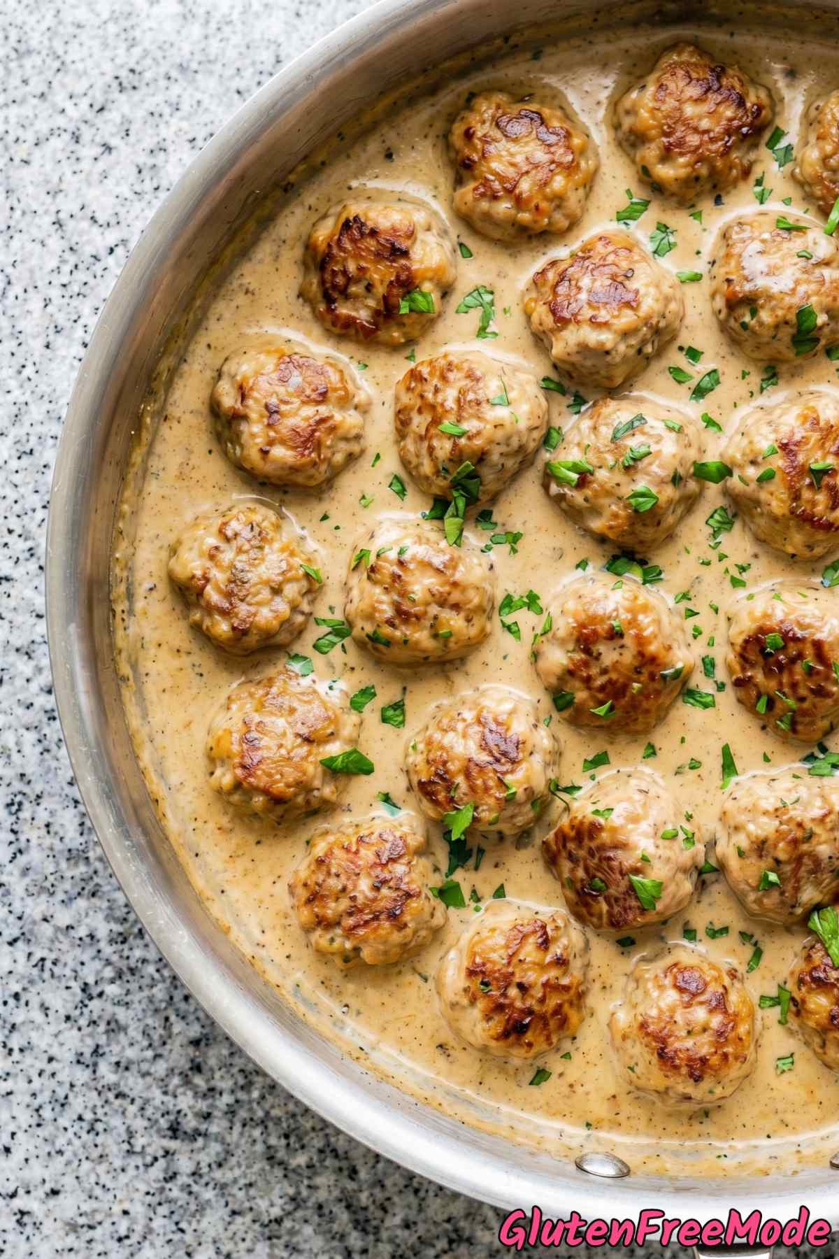 Savory gluten free Swedish meatballs